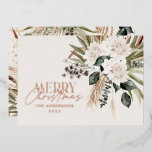 Pampas grass eucalyptus moody modern boho foil hol foil holiday card<br><div class="desc">Pampas grass eucalyptus moody modern boho elegant modern typography terracotta,  black,  natural and sage green Christmas card.</div>