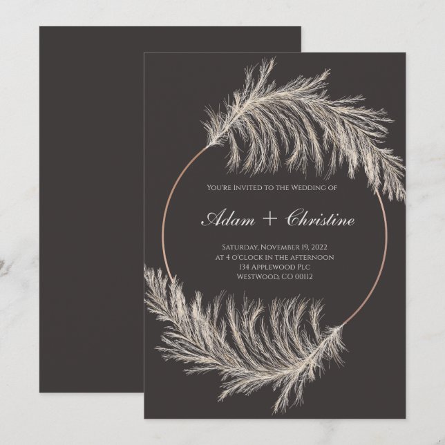 Pampas Grass Faire-part de mariage (Devant / Derrière)