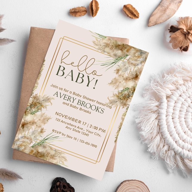 Pampas Grass Fall Simple Baby Shower Invitation (Creator Uploaded)