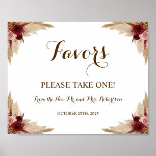 Pampas Grass Favours Bridal Shower Wedding Poster