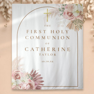 Pampas Grass First Communion Photo Backdrop Tapestry