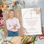 Pampas Grass First Holy Communion Thank You Card<br><div class="desc">An elegant pampas grass floral photo first holy communion thank you card. Personalize with your special photo and thank you message set in chic lettering. Designed by Thisisnotme©</div>
