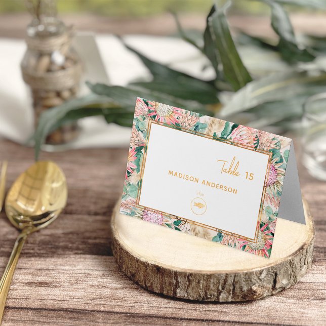 Pampas Grass Fish Meal Choice Guest Name Card (Creator Uploaded)