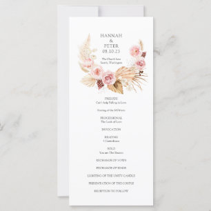 Pampas Grass Floral aquarelle programme de mariage