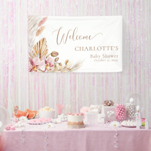 Pampas Grass Floral   Baby Shower Welcome Banner