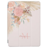  Pampas Grass Floral Blush Pink Name Monogram iPad Air Cover (Front)
