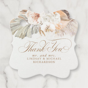 Pampas Grass Floral Boho Thank You Favour Tags