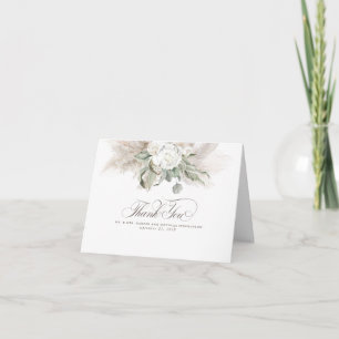 Pampas Grass Floral Boho Wedding Thank You Card