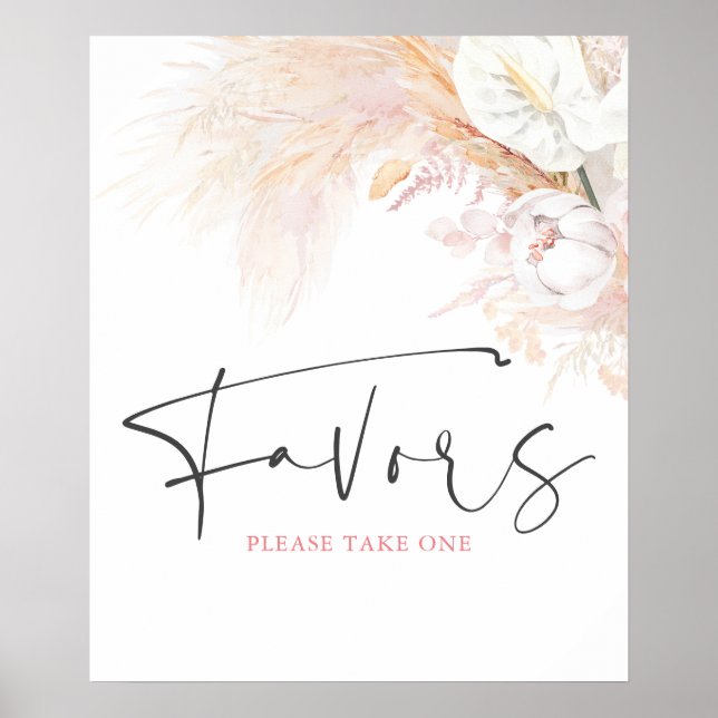 Pampas Grass Floral Botanical Favours Sign (Front)