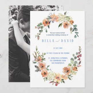 Pampas Grass Floral Burgundy Terracotta Wedding Invitation
