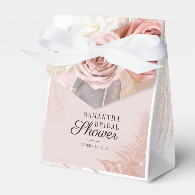 Pampas Grass Floral Chic Bridal Shower Favor Box (Front Side)