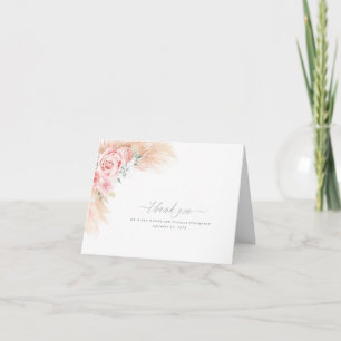Pampas Grass Floral Elegant Wedding Thank You Card