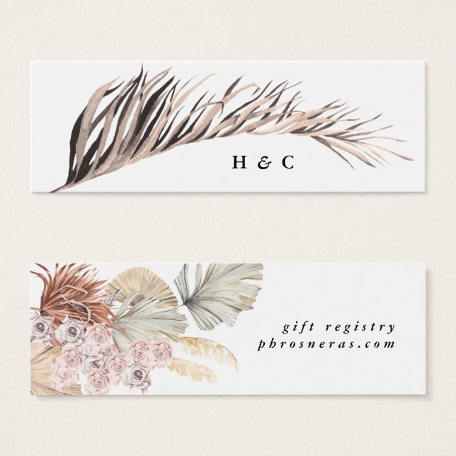 Pampas Grass Floral Jungle Registry Insert Card (Front & Back)