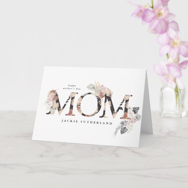 Pampas Grass Floral Photo Boho Modern Mom Carte de (Orchidée)