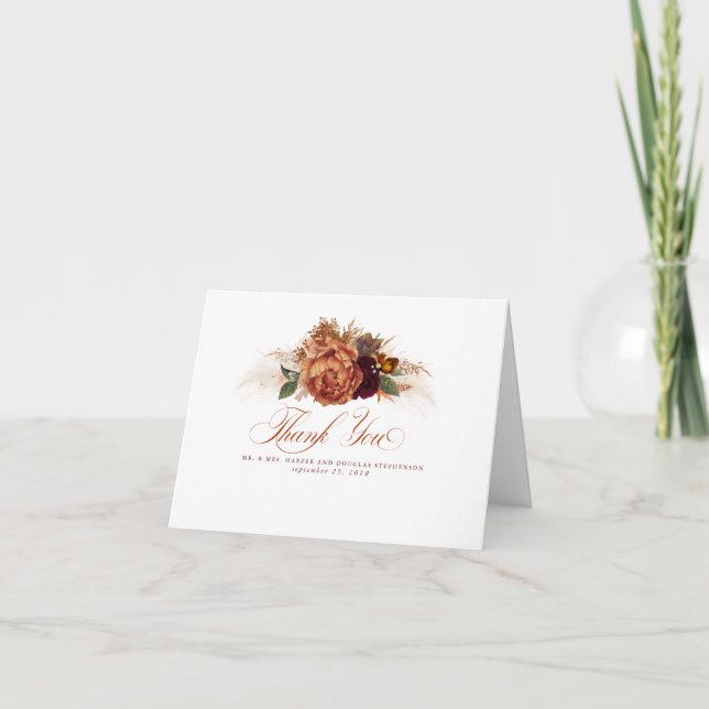 Pampas Grass Floral Terracotta Mariage Merci (Devant)