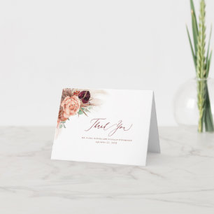 Pampas Grass Floral Terracotta Wedding Thank You Card
