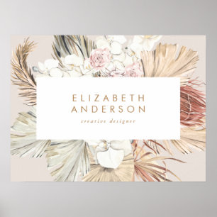 Pampas Grass Floral Tropical Jungle Business Card Poster