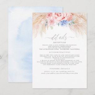 Pampas Grass Floral Wedding Details Enclosure Card