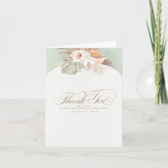 Pampas Grass Floral Wedding Thank You (Front)