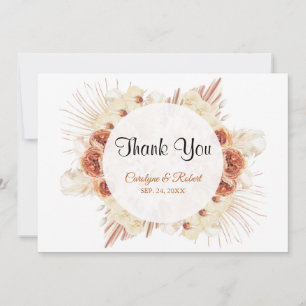 Pampas Grass Floral Wedding Thank You Card
