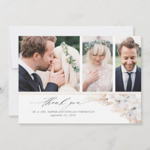Pampas Grass Floral Wedding Thank You Photo Card