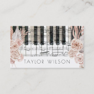 pampas grass flowers pianist music teacher business card