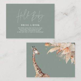 pampas grass giraffe baby shower bring a book business card