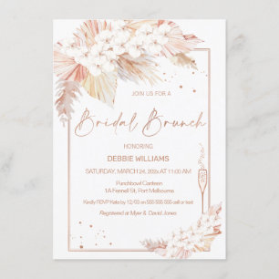 Pampas Grass Glass Bridal Brunch Shoch Invitation