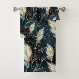 Pampas Grass Glitter Bath Towel Set