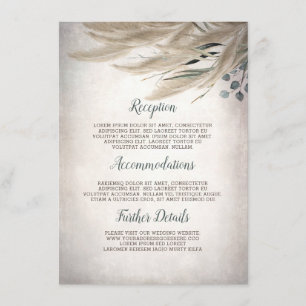 Pampas Grass Greenery Wedding Details Information Enclosure Card