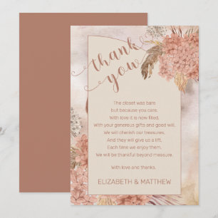 Pampas Grass Hydrangeas Baby Shower Thank You Card