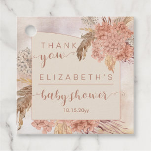Pampas Grass   Hydrangeas Baby Shower Thank You Fa Favour Tags