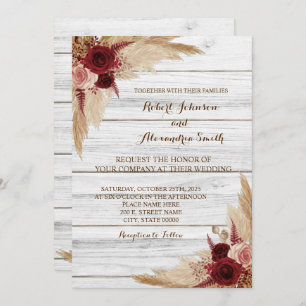 Pampas Grass Mariage Pays Chic Invitation