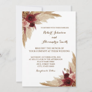 Pampas Grass Mariage Pays Chic Invitation