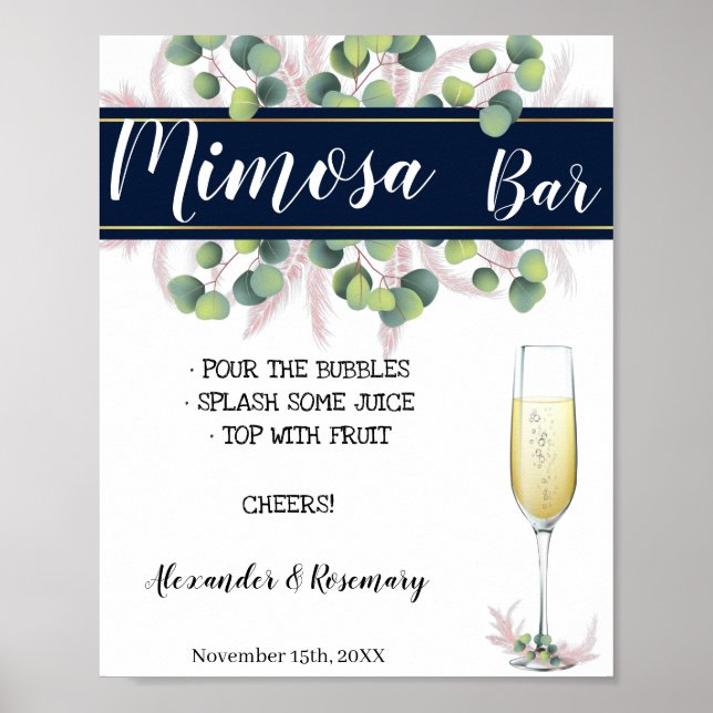 Pampas Grass Mimosa Bar Bridal Shower, Wedding Poster (Front)
