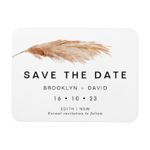 Pampas Grass Minimalist Wedding Save The Date Magnet
