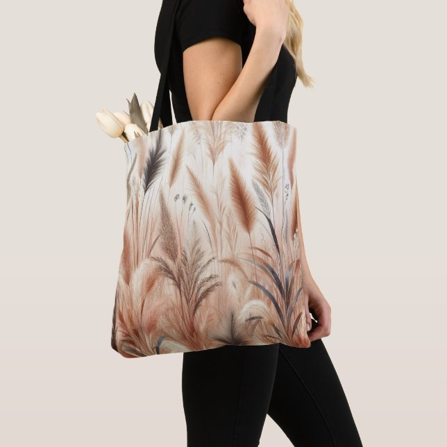Pampas Grass Modern Boho Floral for Autumn & Fall  Tote Bag (Close Up)
