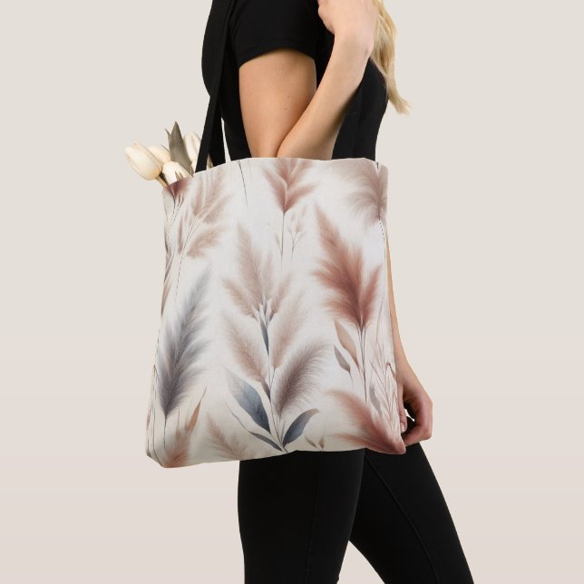 Pampas Grass Modern Boho Floral for Autumn & Fall  Tote Bag (Close Up)