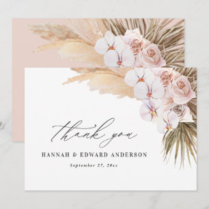 Pampas grass modern botanical bohemian wedding tha thank you card