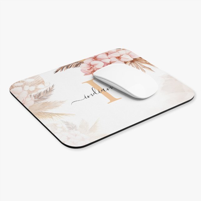Pampas Grass Monogram Initial Name Script Mouse Pad (Creator Uploaded)