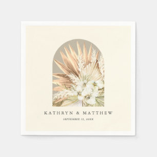 Pampas Grass Moroccan Cream Boho Wedding Napkins