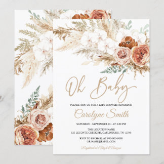 Pampas Grass Oh Baby Shower Invitation