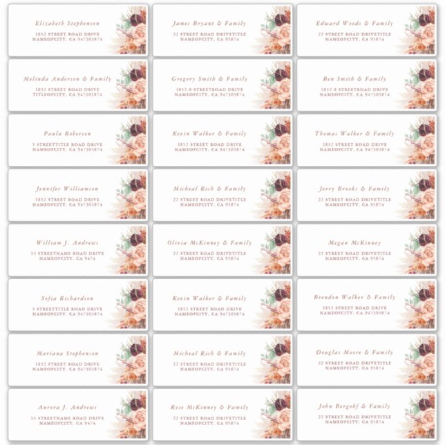 Pampas Grass Orange Individuel Étiquette de adress (Devant)