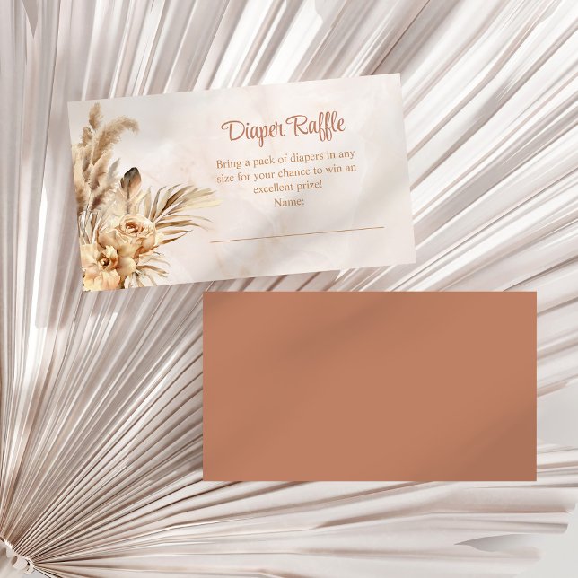 Pampas Grass Orchid Diaper Raffle Enclosure Card (Pampas Grass Orchid Diaper Raffle Enclosure Card on a white dry palm leaf.)