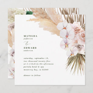 Pampas grass palm foliage orchid modern rustic