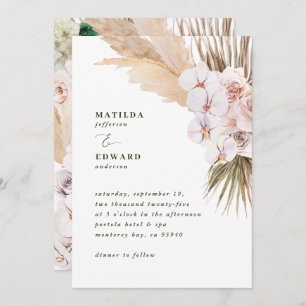 Pampas grass palm foliage orchid modern rustic