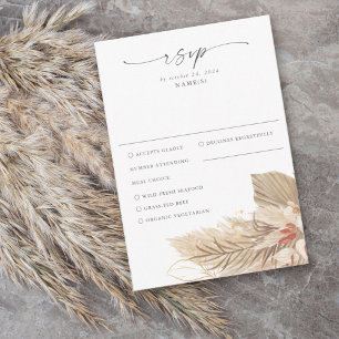 Pampas Grass Palm Watercolor RSVP Card