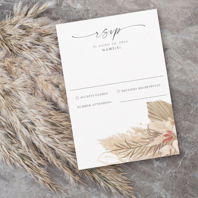 Pampas Grass Palm Watercolor RSVP Card (Creator Uploaded)