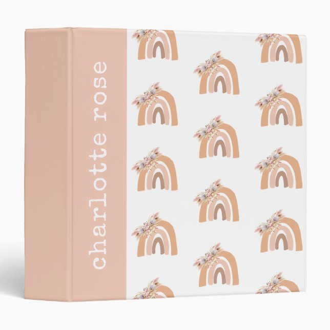 pampas grass pastel boho rainbow binder (Front/Spine)