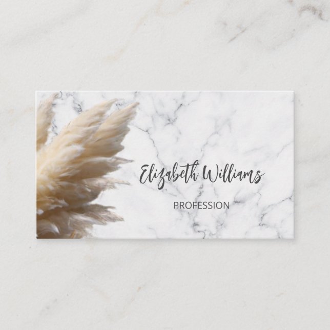 Pampas Grass Photo Marble | QR Code Business Card (Front)